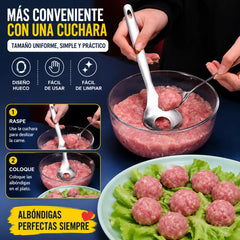 🍖 【3 piezas】Molde para albóndigas de acero inoxidable 304 – ideal para hacer albóndigas de carne y de pescado, perfecto para cocinar en casa 🥄