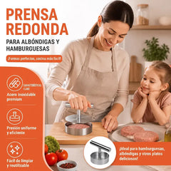 🍔 【Compra 1 y llévate 1 gratis】Molde prensador de acero inoxidable – Herramienta multiusos para hamburguesas, albóndigas, onigiri y empanadas ✨