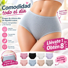 1 juego de 8 piezas🩲 Bragas de Talla Grande para Mujer: Máxima Elasticidad, Comodidad y Ajuste Perfecto