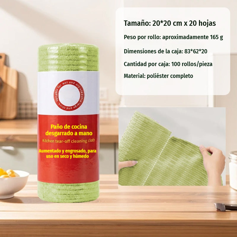 【2 unidades a 27 euros】🧻 Rollo de Paño de Limpieza Desprendible de Microfibra Gruesa – Reutilizable, Seco y Húmedo, para Cocina y Hogar 🏠✨