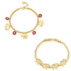 🔥Compra 1 y llévate 1 gratis (2 piezas)📿 🌀 Pulsera de estilo bohemio con colgante de elefante de la suerte: Un colgante con significado, longitud ajustable, material chapado en oro✨