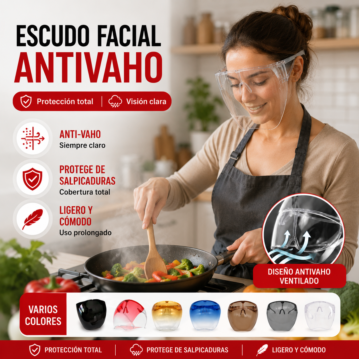 🛡️Protector facial  Protege contra gotas, niebla, viento, ojos, polvo y humos.