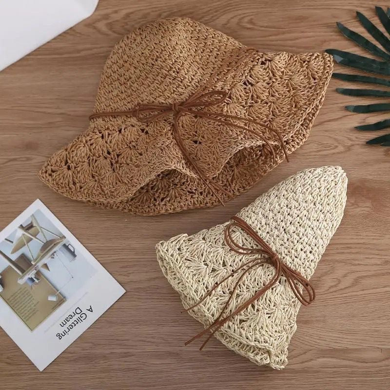 🎀🎀 50% DE DESCUENTO 👒 | Sombrero de paja con lazo retro – Plegable y transpirable para el verano