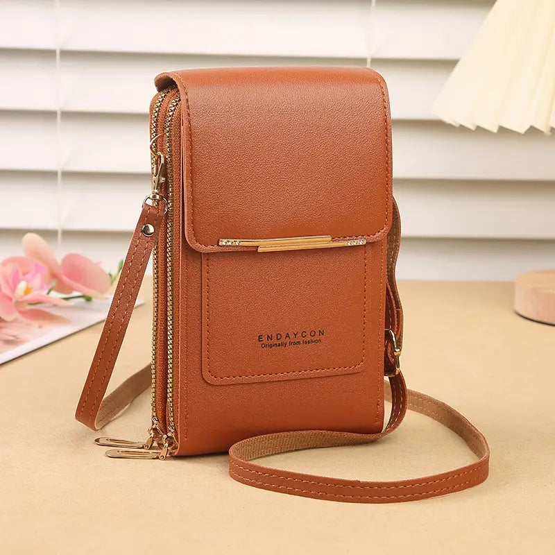 📢 ¡50% de descuento! 👜 Bolso bandolera pequeño de piel auténtica para mujer, compatible con dispositivos con pantalla táctil.