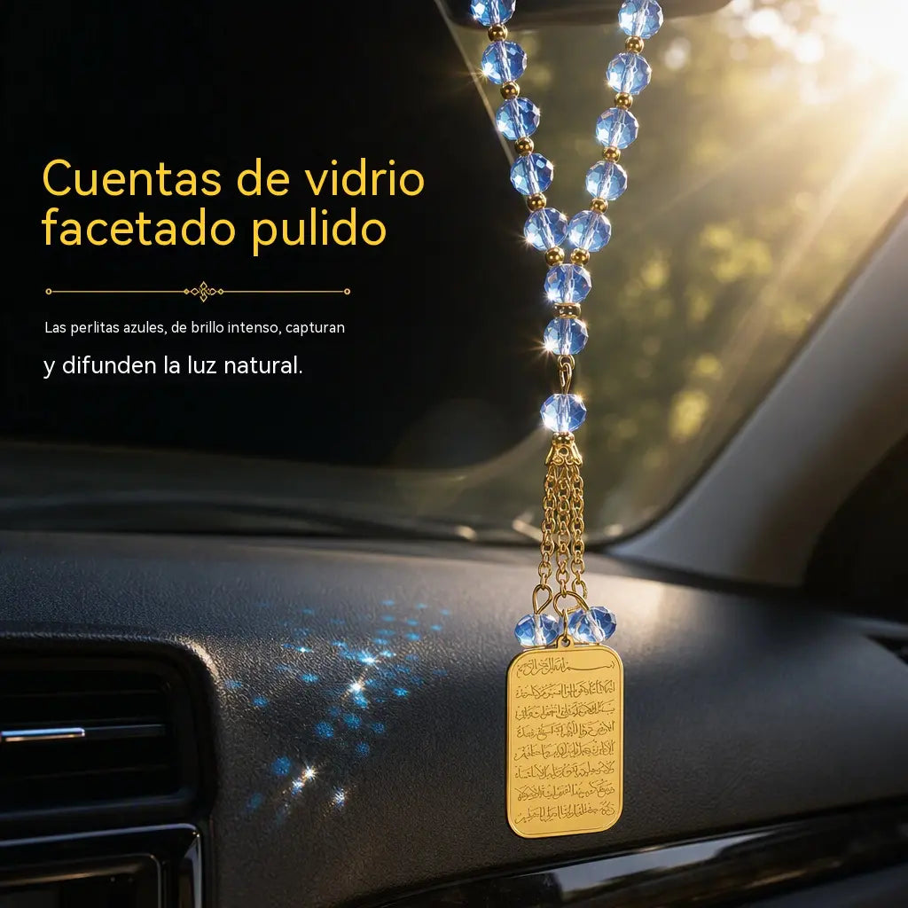 📢📢¡¡50% de descuento!! 💎✨Adorno colgante para coche: medallón árabe de acero inoxidable con cadena de cristal azul.