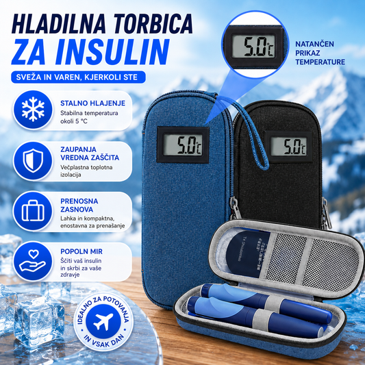 ❄️✈️Prenosni hladilnik za inzulin z indikatorjem temperature