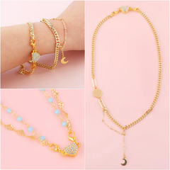 Conjunto de 14 piezas de pulsera y collar DIY con cierre magnético en forma de corazón