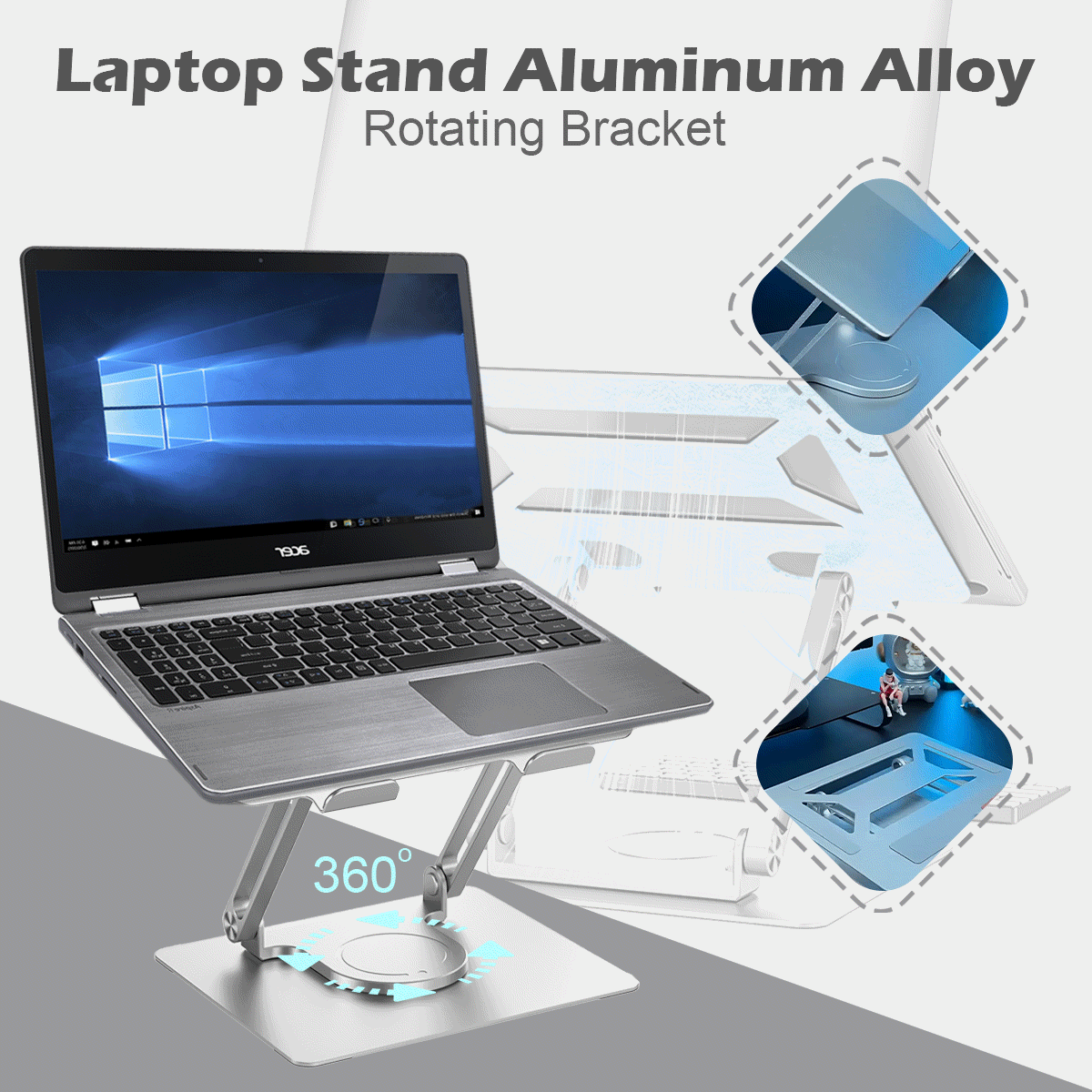 💥💻Stojalo za prenosni računalnik iz aluminijeve zlitine Vrtljivo stojalo iz aluminijeve zlitine