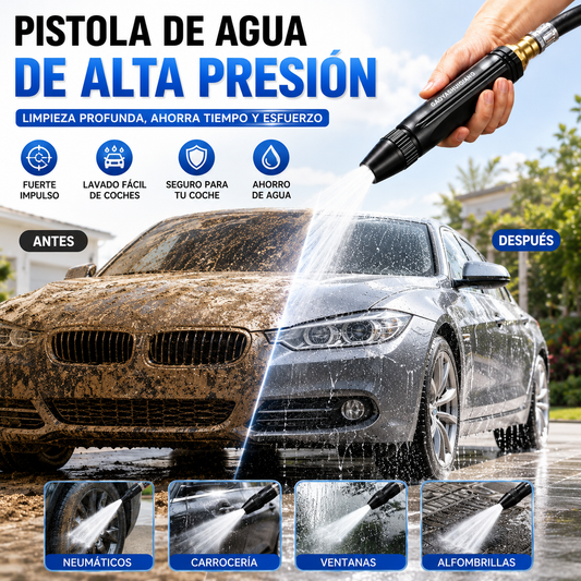 🚿 【1 juego de 2 piezas】🔥¡Último día de la oferta especial! 🔥💧 Pistola de agua a alta presión: para lavar coches, jardinería, 10 veces más presión, múltiples funciones ⚡