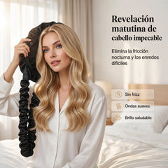 🎀🌙 Gorro de Satén para Dormir con Ondas Sin Calor, Turbante Nocturno Protector para Rizos, Reduce el Encrespamiento y Mantiene la Hidratación ✨