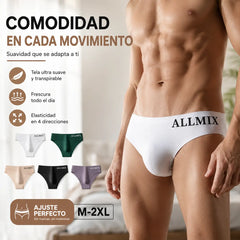 【Paquete de 5】 【M-2XL】Nuevos calzoncillos de seda helada sin costuras de tiro bajo para hombre-【50-90kg】