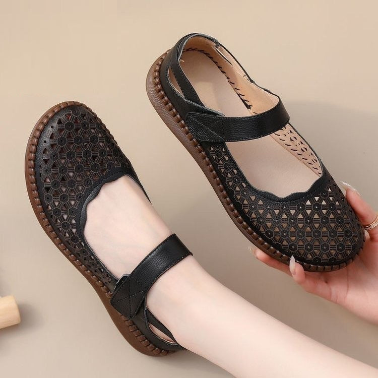 👡👡【35-40】【Piel de vaca de primera capa】Sandalias de mujer de piel auténtica, zapatos de suela blanda.
