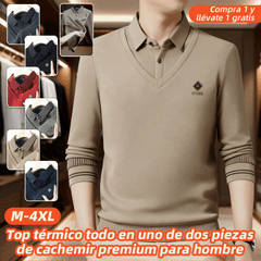 【30%OFF】🔥【Compra 1 y llévate 1 gratis】(M-4XL) Top térmico todo en uno de dos piezas de cachemir premium para hombre