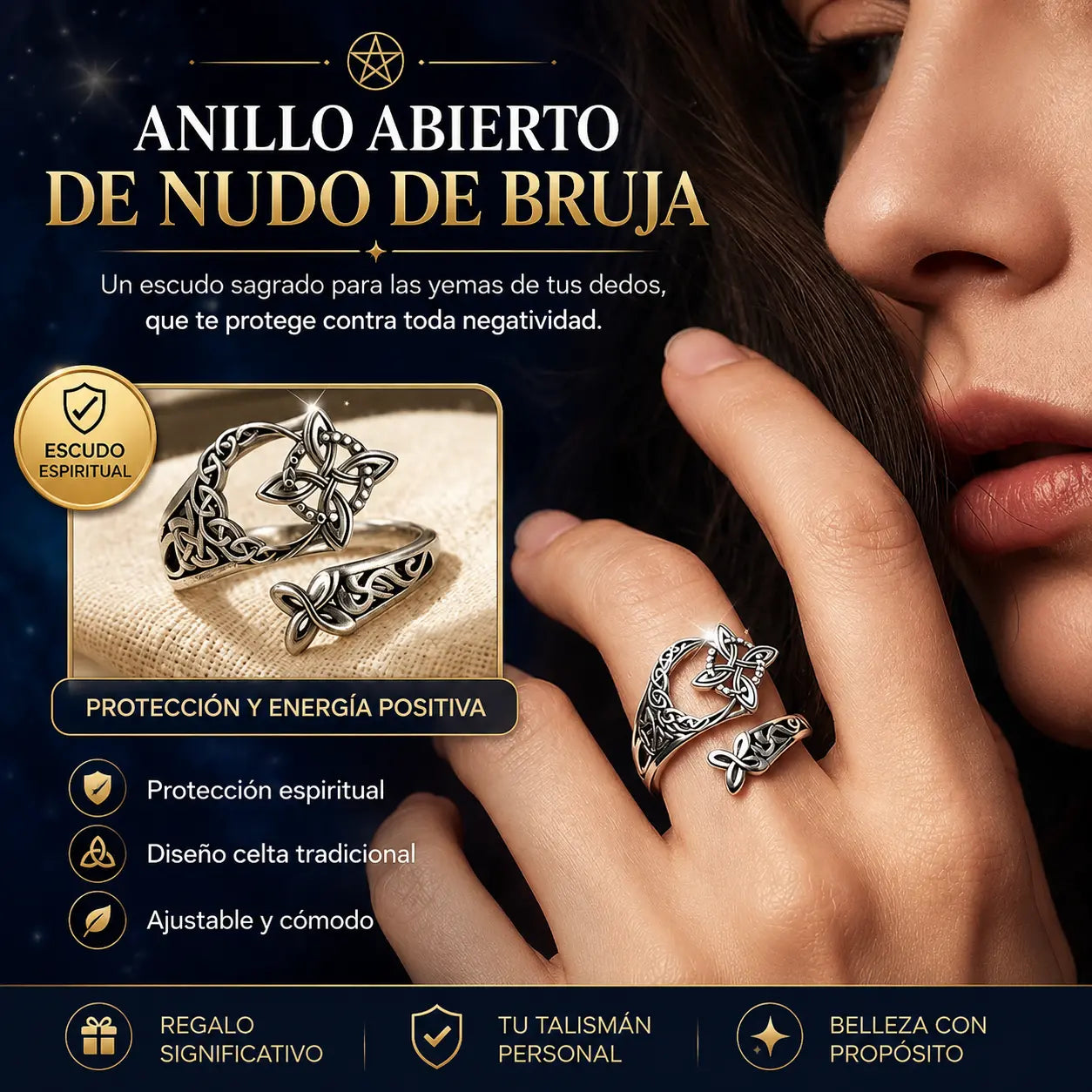 [compra 1 y llévate 1 gratis]Anillo de nudo celta de plata S925 con