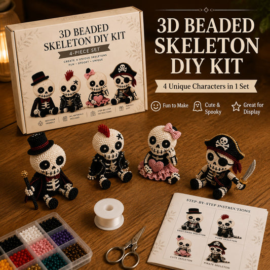 🔥【Oferta especial por tiempo limitado】🧵✨Kit de manualidades: esqueleto 3D con cuentas