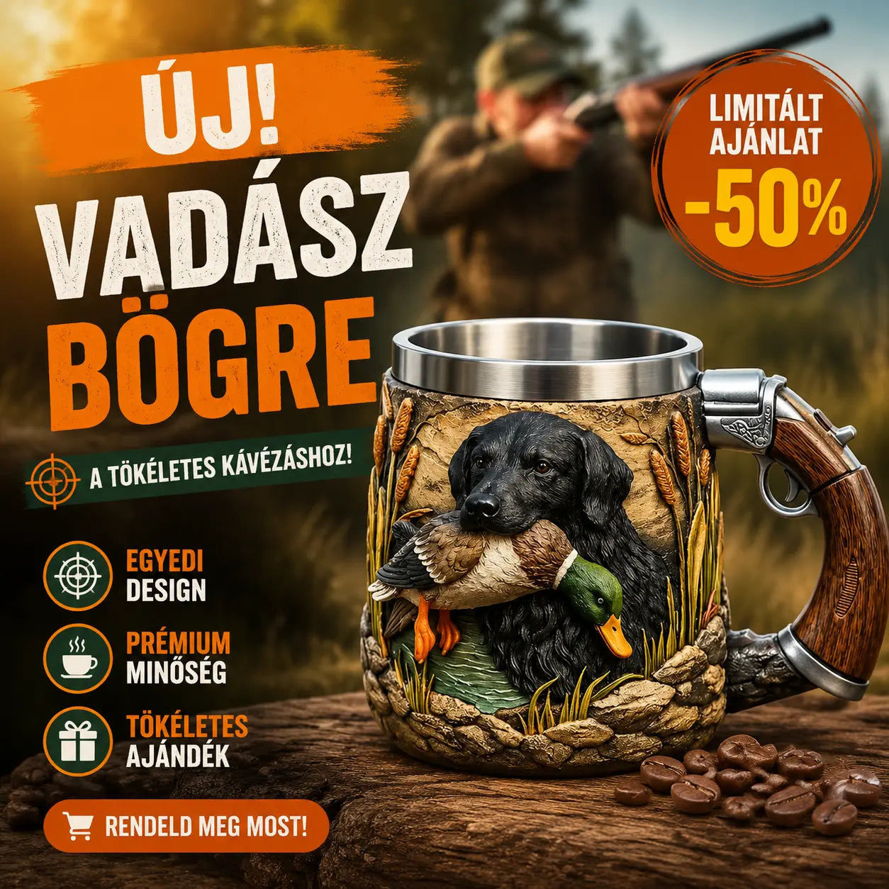 🔥【Eladó - 50% kedvezmény】🔫☕Új, vadászoknak szánt kávésbögre