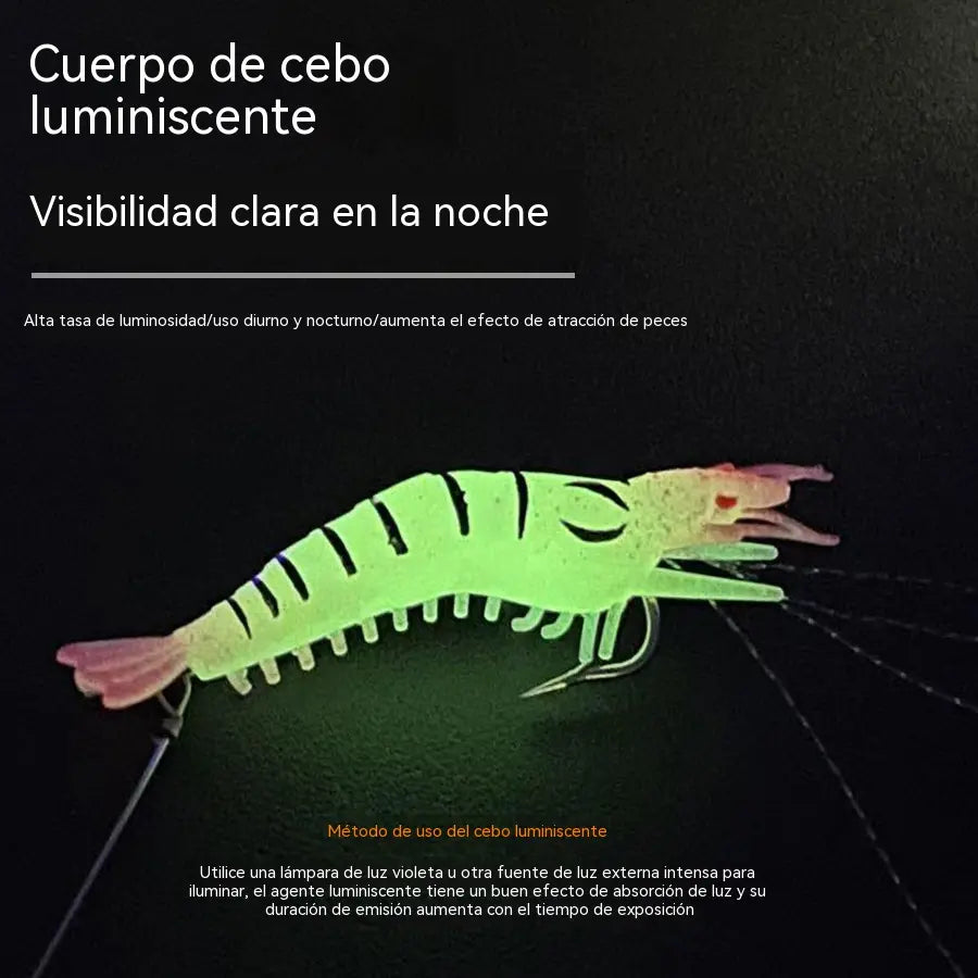 【7 piezas 24 euros】Palitos luminosos de camarones de silicona suave