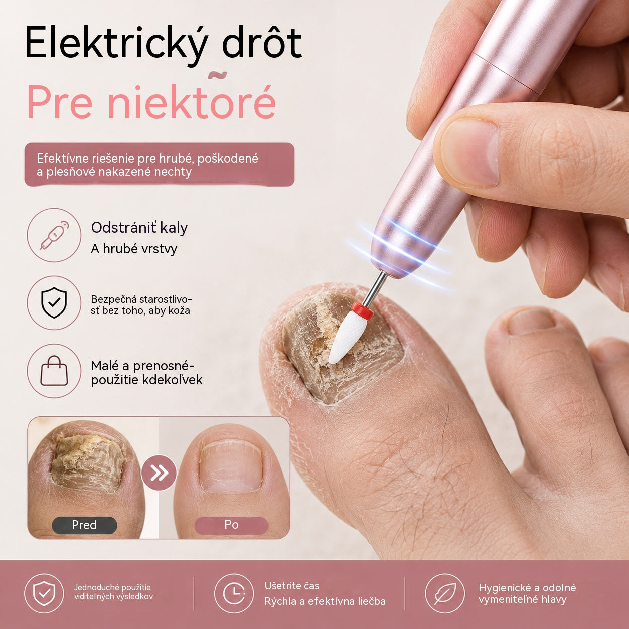 💅👍 Elektrický pilník na nechty používaný na liečbu onychomykózy (plesne nechtov)
