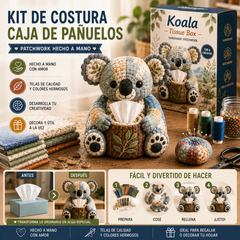 🧵🐨 Kit de costura DIY para caja de pañuelos con diseño de animales – Kit de manualidades de tela 3D, ideal para principiantes 🎁✨