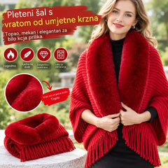 ❄️Elegantni i topli pleteni šal s plišanim ovratnikom, savršen za svaku prigodu i stvara sofisticiran izgled.