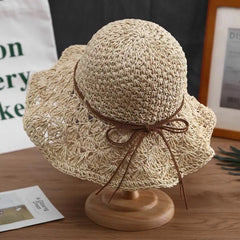 🎀🎀 50% DE DESCUENTO 👒 | Sombrero de paja con lazo retro – Plegable y transpirable para el verano