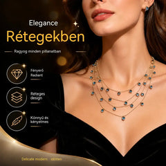 📢😍 50% kedvezmény! ✨ Női többrétegű, csillogó kulcscsont medál nyaklánc