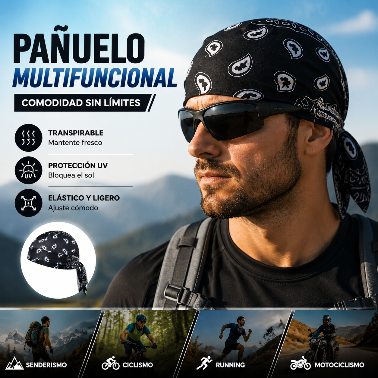 【Paquete de gran valor – 5 piezas】Elegante sombrero/pañuelo para la cabeza de estilo retro hecho de seda transpirable