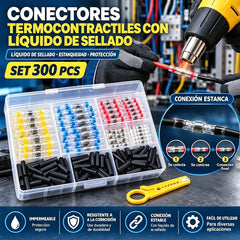 🔌 Kit de 300 Conectores Termorretráctiles con Soldadura | Terminales Impermeables Aislados para Cables | Automotriz y Hogar ⚡