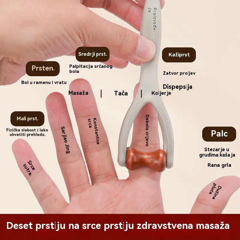 🎁【2 komad】🌿 Masažer za prste od punog drva: Valjci od prirodnog drva pomažu u deblokiranju meridijana zglobova i ublažavanju umora ruku. 🌿