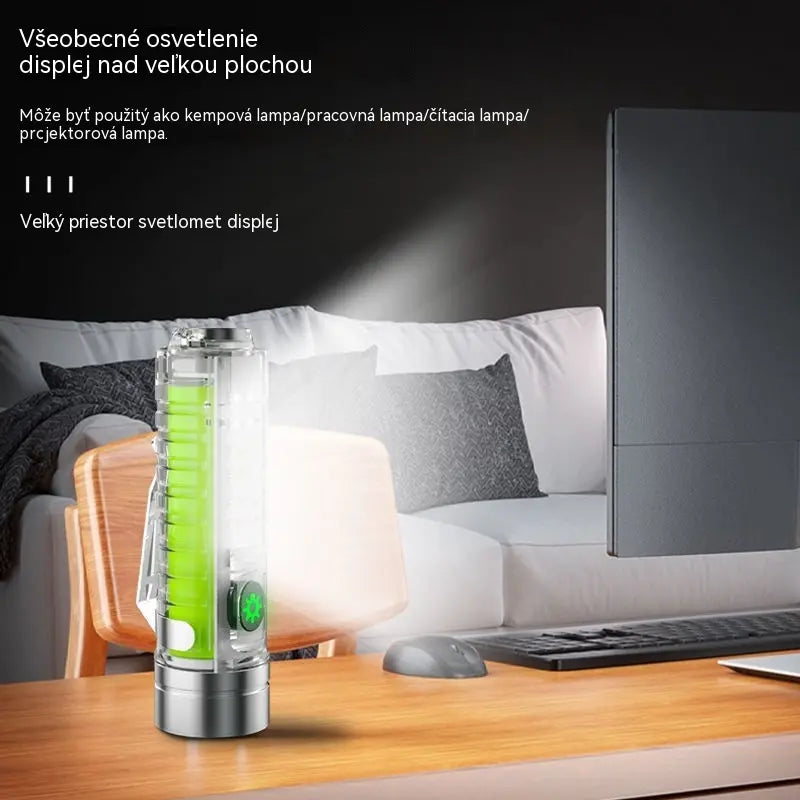 👍👍Kompaktné vysoko intenzívne svietidlo s multifunkčným bočným svetlom, rýchlym nabíjaním cez USB-C, prenosnosťou a ultra dlhou výdržou batérie.