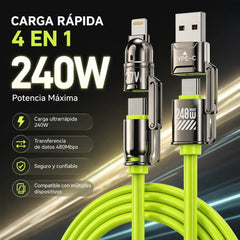 🔥Compre 1 y obtenga 1 gratis（2 piezas） 🔥Cable de carga rápida 4 en 1 de 240 W（2 metros de largo）⚡📱