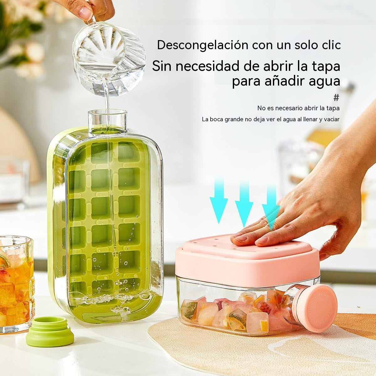 🧊 Botella 2 en 1 con Molde para Hacer Bolas de Hielo ❄️ Hielo Perfecto en Casa Fácil y Rápido