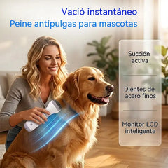 Peine Eléctrico Aspirador Contra Pulgas y Piojos para Mascotas | Sin Químicos, Extracción Inmediata de Parásitos, Aseo Seguro para Pelajes Sensibles 🐶🐱