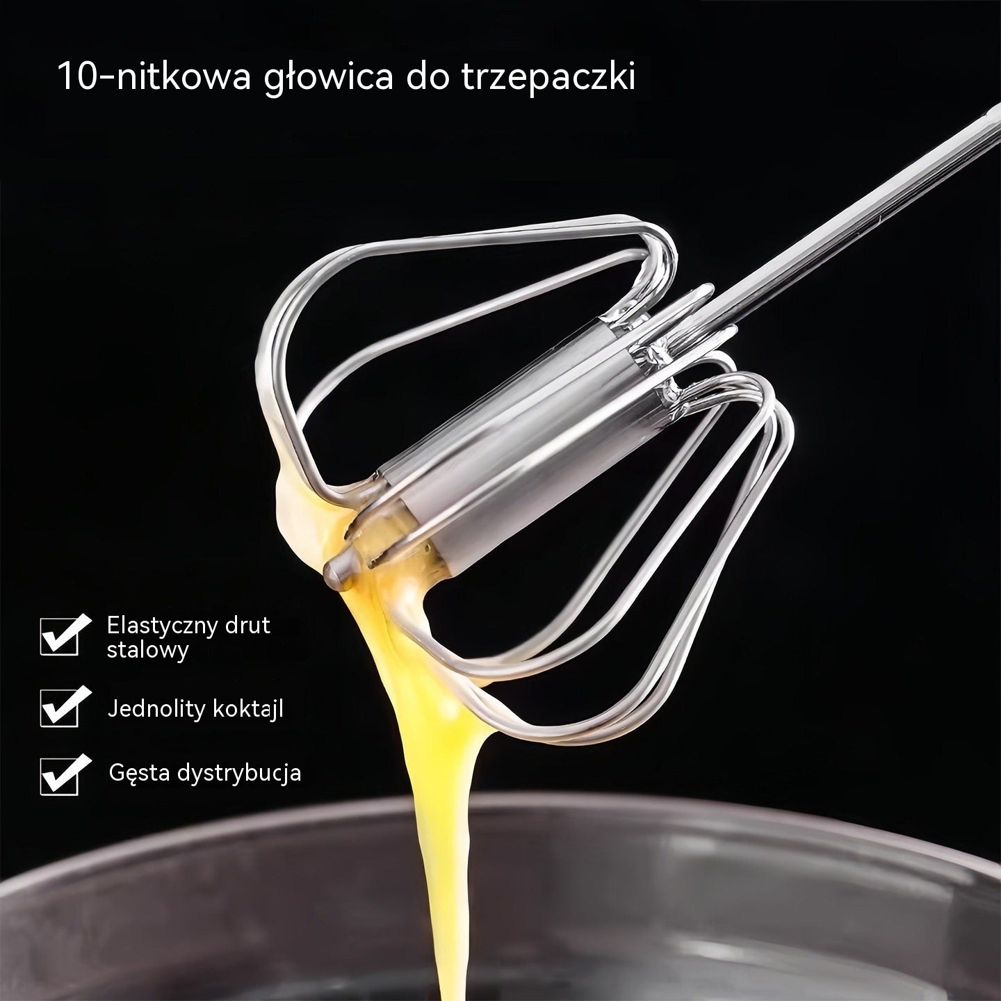 Kup 1 + 1 GRATIS! Stalowa trzepaczka półautomatyczna – szybkie mieszanie, mniej wysiłku, bez baterii