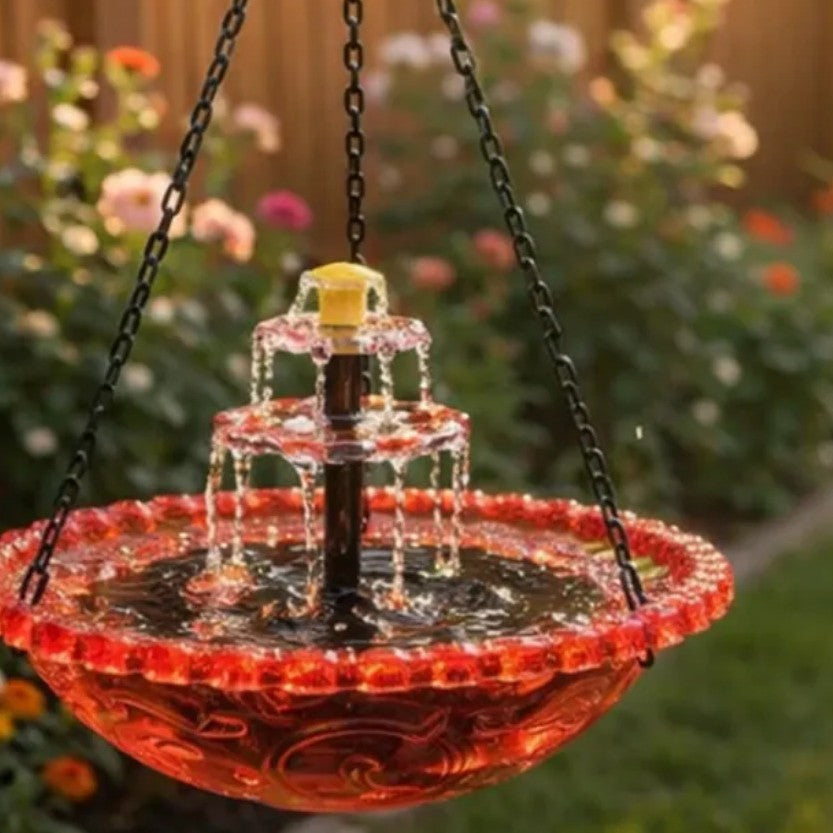 🔥🔥 50% de descuento – Fuente colgante solar para baño de pájaros con estilo cascada