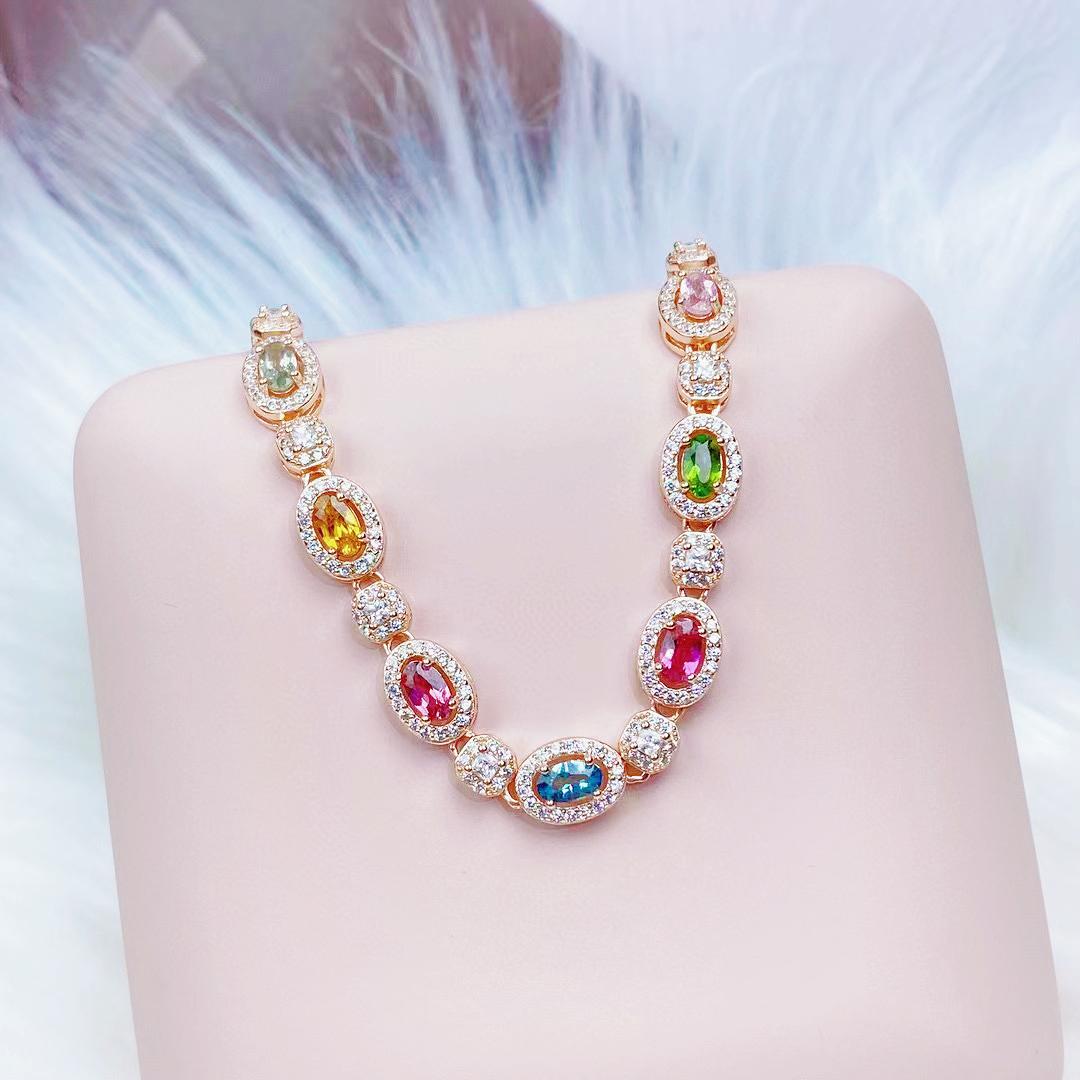 💖✨Nueva pulsera de oro de 18 quilates con piedras de colores
