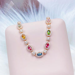 💖✨Nueva pulsera de oro de 18 quilates con piedras de colores
