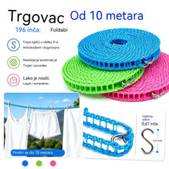 💥【3 komada】🔗 Neklizajuća i vjetrootporna užad za rublje 👕 Sprječava kaos s rubljem na vjetru 🌬️
