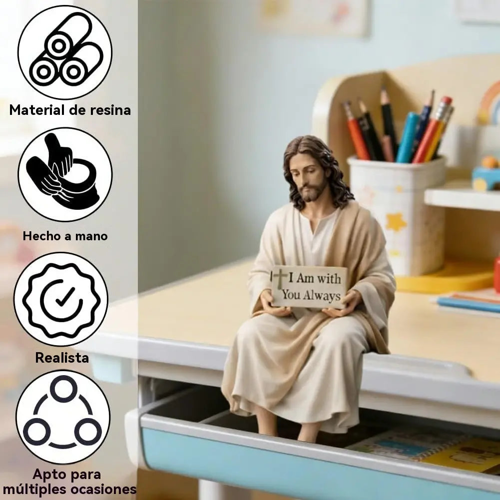 🔥💌Estatua de Jesús de resina pintada a mano ~ Recordatorio diario: nunca estás solo.