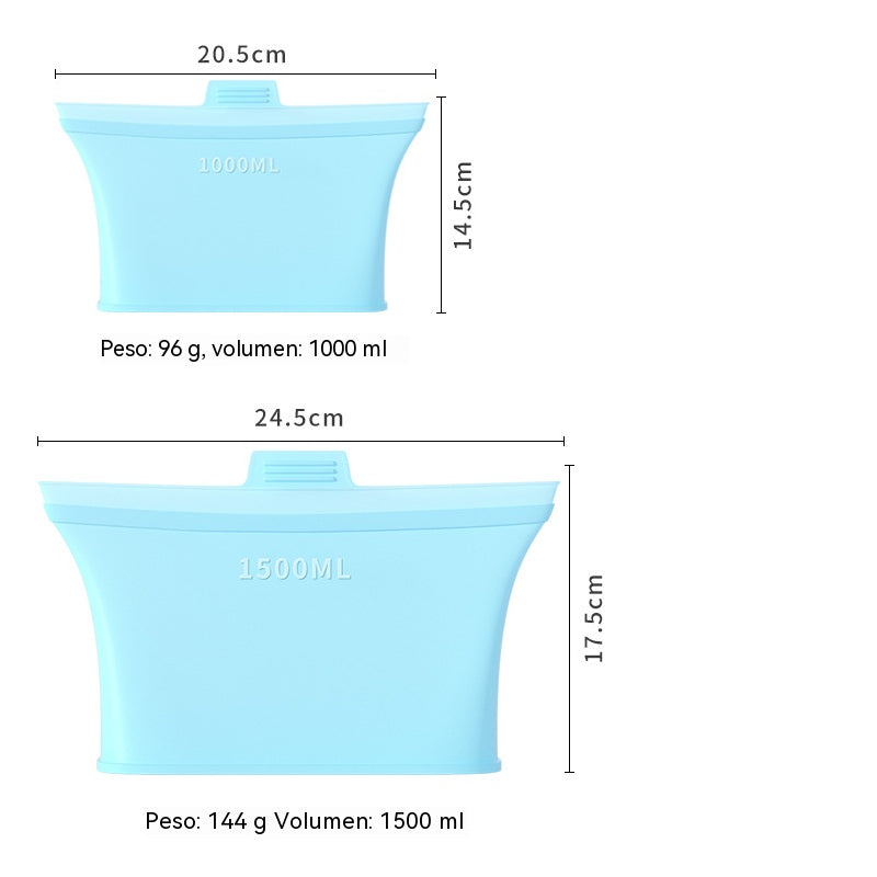 【1000ml+1500ml】Bolsas de silicona aptas para alimentos para sellar el refrigerador/bolsas para almacenar alimentos.