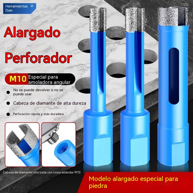 【1 juego de 4 piezas】Broca de amoladora angular extendida para taladrar mármol y azulejos.