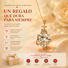 ❤️【Compra 1 y llévate 1 gratis】✝️ 【2 piezas】Collar del Sagrado Corazón de Jesús – Colgante de Cruz con Cristal en Forma de Corazón Bañado en Oro, Luz de Cristo, Joya Religiosa de Fe para Mujer 🎁✨