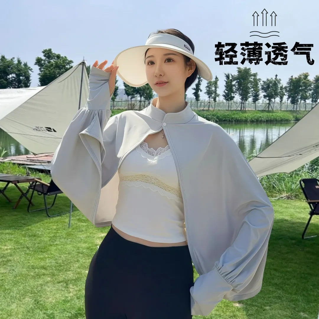 ☀️❄️ Chaqueta Solar de Seda Fría UPF50+ – Fresca, Ligera y Protección Total para el Verano