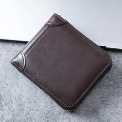 ✨🎁Cartera retro para hombre de piel sintética con cremallera, tarjetero/monedero plegable.
