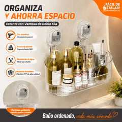 🍽️🧺Estante de almacenamiento con ventosa sin perforaciones, escurridor de pared para cocina y baño🔥