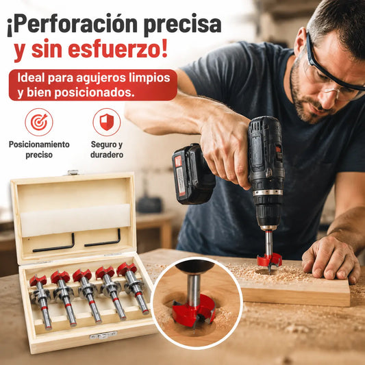 ⚙️【Un juego de 5 piezas】🛠️ Juego de Brocas Forstner Ajustables con Posicionamiento Preciso de Carburo 15-35 mm