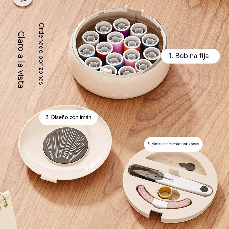 Caja magnética para agujas e hilos, caja de herramientas portátil para agujas e hilos de uso doméstico.