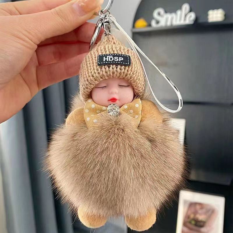 😴🧸🚗Compra 1 y llévate 1 gratis🔥Colgante para coche con forma de muñeco durmiente, llavero de dibujos animados con motivo de peluche.