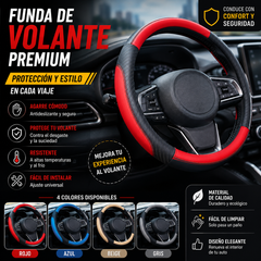 🔥Funda de volante de cuero genuino - Funda universal para volante de coche, antideslizante, duradera