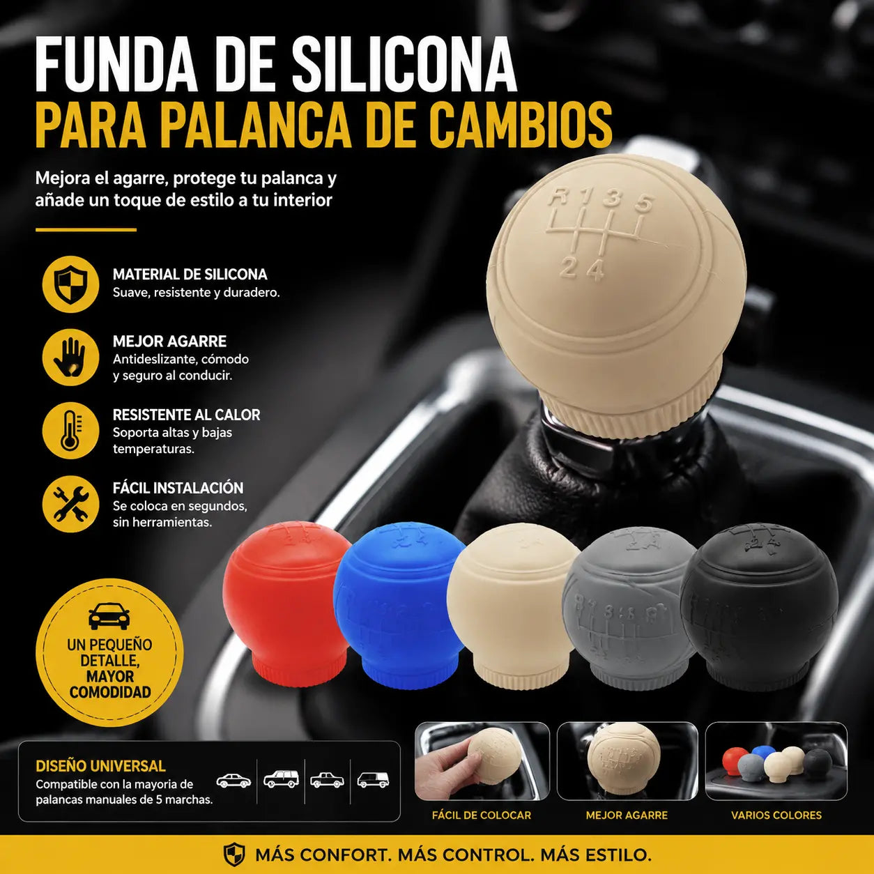 5 piezas 26€✨ Dale un nuevo estilo a tu coche con esta funda de silicona para la palanca de cambios 🚘